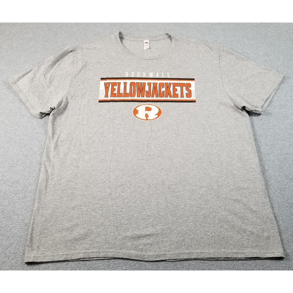 Rockwall High School T-Shirt Men's XL Gray Orange Yellowjackets Graphic Tee Game